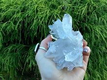 Load image into Gallery viewer, Clear Quartz Crystal Large 8 oz. Cluster ~ 4&quot; Long ~ Ultra Sparkling Water Clear Points ~ Chlorite Inclusions ~ Reiki, Yoga, Room Display