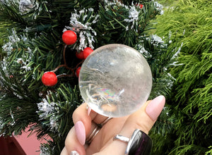 Clear Quartz Crystal Ball 9.4 oz. Ultra Sparkling Polished Sphere ~ 2" Wide ~ Big Beautiful Reiki, Altar, Feng Shui Meditation Room Display