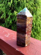 Load image into Gallery viewer, Bloodstone Jasper Generator Large 15.5 oz. Crystal Tower ~  4 1/2 &quot; Tall ~ Beautiful Swirling Red, Green and White ~ Free &amp; Fast Shipping