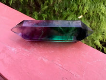 Load image into Gallery viewer, Fluorite Wand Clear Rainbow Double Terminated Generator ~ Big 4.8 oz. ~ Sparkling Green, Purple, Blue Colors ~4&quot; Long ~ Reiki Altar Display