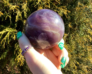 Fluorite Crystal Ball Purple Rainbow 1 Lb. 3 oz. Polished Sphere ~ 2" Wide ~ Beautiful Reiki, Altar, Feng Shui Meditation Room Display