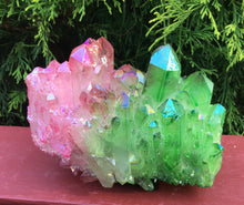 Load image into Gallery viewer, Elestial Aura Quartz Crystal 2 Lb. 5 oz. Cluster ~ 5&quot; Long ~ Electric Pink &amp; Green ~ Rainbow Iridescent ~ Sparkling Points ~ Fast Shipping