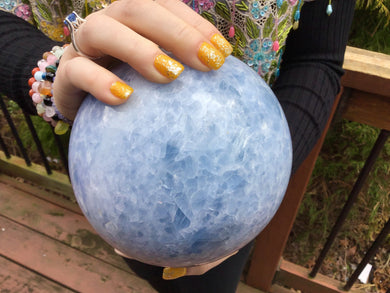 Blue Celestite Crystal Ball Large 9 lb. Polished Sphere ~ 5 1/2