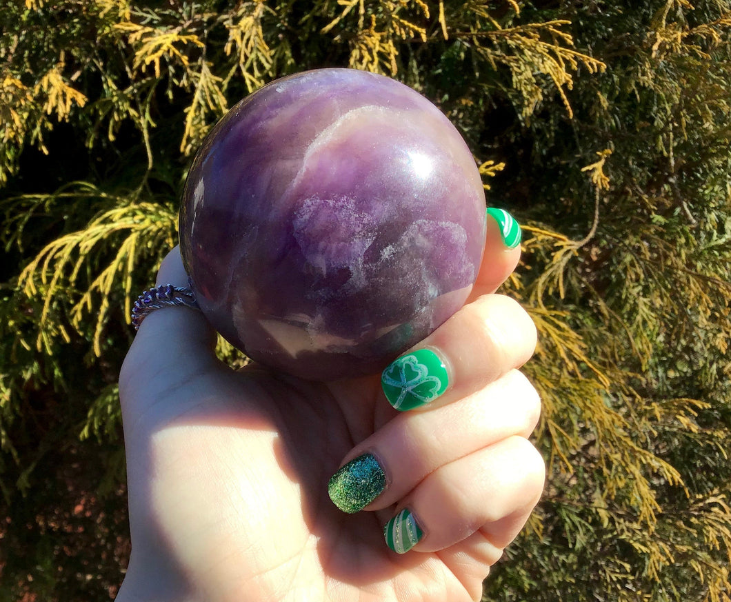 Fluorite Crystal Ball Purple Rainbow 1 Lb. 3 oz. Polished Sphere ~ 2