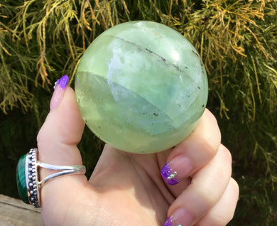 Fluorite Green Quartz Crystal Ball  Large 14.7 oz. Polished Sphere ~ 2 1/2