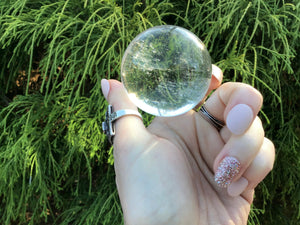 Clear Quartz Crystal Ball 7 oz. Polished Ultra Sparkling Sphere ~ 1 1/2" Wide ~ Big Beautiful Reiki, Altar Feng Shui Meditation Room Display