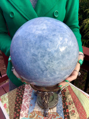 Blue Celestite Crystal Quartz Ball Large 33 Lb. 11 oz.  Polished Sphere ~ 8