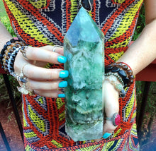 Load image into Gallery viewer, Fluorite Crystal Quartz Large 4 lb. 5 oz. Generator ~ 8 1/2&quot; Tall ~ White Angel Feathers ~ Swirling Green Colors ~ Fast &amp; Free Shipping