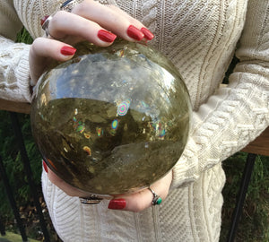Citrine Crystal Ball 10 Lb. Large Ultra Clear Smokey Polished Sphere ~ 5" Wide ~ Stunning, Transparent, Sparkling Inclusions ~ Fast Shipping