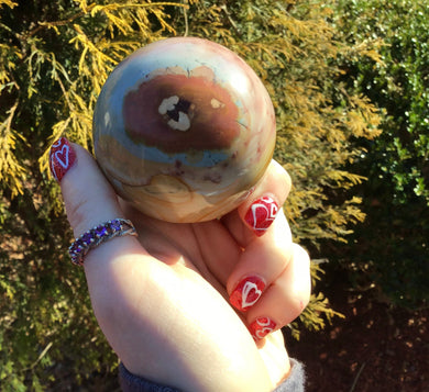 Jasper Polychrome Ocean Crystal Ball 10 oz. Large Polished Sphere ~ 2 1/2