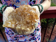 Load image into Gallery viewer, Calcite Crystal 1 Lb. 15 oz. Cluster ~ 5&quot; Long ~ Deep Yellow Golden Translucent Crystals ~ Sacred Geometry Cubic Formation ~ Gem Quality