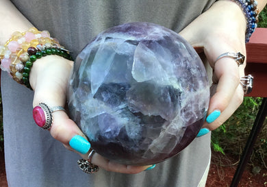 Fluorite Crystal Ball Quartz Large 7 lb. 6 oz.   Colorful Purple Polished Sphere ~ 4