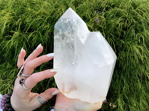 Clear Quartz Crystal Large 4 lb. 7 oz. Generator Twin Flame Double Points ~ 7" Tall ~ Sparkling Rainbow Inclusions ~ Fast & Free Shipping