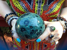 Load image into Gallery viewer, Kambaba Jasper Crystal Ball Large 3 lb. 7 oz. Polished Sphere ~ 3 1/2&quot; Wide ~ Green Black Swirling Inclusions ~ Fast &amp; Free Shipping