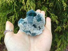 Load image into Gallery viewer, Fluorite Crystal Large 4.oz. Cubic Cluster ~  2 1/2“ Long ~ Rare Indigo Blue Color On White Ancient Matrix ~ Stunning Reiki, Altar, Display