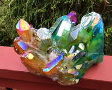 Load image into Gallery viewer, Angel Aura Quartz Crystal Large 9 Lb. 8 oz. Cluster ~ 9&quot; Long ~ Pink, Red, Green, Yellow, Rainbow Colors ~ Magnificent Display Centerpiece