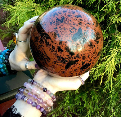 Obsidian Natural Mahogany Crystal Quartz Ball Large 8 Lb. Polished Sphere ~ 5