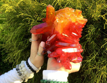 Load image into Gallery viewer, Angel Aura Quartz Crystal Large 4 Lb. 3 oz. Cluster ~ 6&quot; Tall ~ Electric Orange, Yellow &amp; Red ~ Sparkly Points ~ Rainbow Iridescent Colors