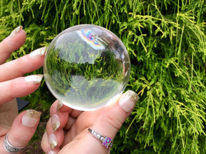 SOLD OUT ~ Reserved for Danielle ~ Payment 5 of 6 ~ Clear Quartz Large 1 Lb. Crystal Ball  ~ 2 1/2" Wide Polished Sphere ~ Rainbows