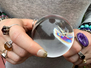 SOLD OUT ~ Reserved for Danielle ~ Payment 5 of 6 ~ Clear Quartz Large 1 Lb. Crystal Ball  ~ 2 1/2" Wide Polished Sphere ~ Rainbows