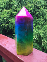 Load image into Gallery viewer, Rainbow Aura Fluorite Crystal Large 3 lb. 9 oz. Generator ~ 7&quot; Tall ~ Massive ~ Rainbow Pink, Blue, Green Yellow Colors ~ Fast Free Shipping