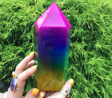Load image into Gallery viewer, Rainbow Aura Fluorite Crystal Large 3 lb. 9 oz. Generator ~ 7&quot; Tall ~ Massive ~ Rainbow Pink, Blue, Green Yellow Colors ~ Fast Free Shipping