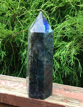 Load image into Gallery viewer, SOLD OUT ~ Reserved for J ~ Payment 5 of 22 ~3 Lb. ~ Large Flashy Labradorite Generator ~ 9&quot; Tall + 2 Lb. 14 oz Labradorite Pillar ~