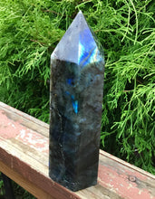 Load image into Gallery viewer, SOLD OUT ~ Reserved for J ~ Payment 5 of 22 ~3 Lb. ~ Large Flashy Labradorite Generator ~ 9&quot; Tall + 2 Lb. 14 oz Labradorite Pillar ~