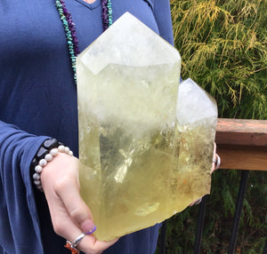 SOLD OUT ~ Reserved for Carly ~ Payment 6 of 15 ~ Large 12 lb. ~ Citrine Crystal Twin Flame Double Generator ~ 9 1/2" Tall ~