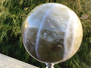 Citrine Crystal Ball Large 16 Lb. Polished Sphere ~ 7" Wide ~ Sparkling Smokey Golden Inclusions ~ White Bands ~ Golden Sunshine Yellow