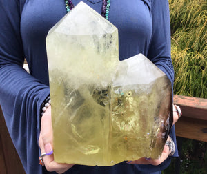 SOLD OUT ~ Reserved for Carly ~ Payment 6 of 15 ~ Large 12 lb. ~ Citrine Crystal Twin Flame Double Generator ~ 9 1/2" Tall ~