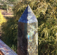 Load image into Gallery viewer, Labradorite Generator Large Crystal Point 25 Lb. Tower ~ 17&quot; Tall Free Standing Polished Pillar ~ Colorful Flashy, Blue, Gold, Green Colors
