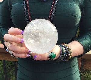 Clear Quartz Crystal Ball Large 2 Lb. 10 oz. Polished Sphere ~ 3 1/2" Wide ~ Beautiful Sparkly Reiki Feng Shui Display ~ Stunning Show Piece