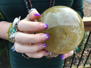 SOLD OUT ~ Reserved for Kathleen ~ Payment 8 of 10 ~ Large Citrine Crystal Ball ~ Golden Sunshine ~  4 1/2 " Wide ~ 3 Lb 11.6 oz ~ Sphere