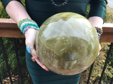 Load image into Gallery viewer, Smokey Citrine Quartz Large 27 Lb. Crystal Ball ~ 8&quot; Wide Polished Sphere ~ Sparkling Golden Inclusions ~ White Cross Bands ~ Fast Shipping