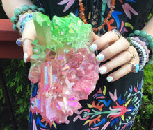 Load image into Gallery viewer, Aura Quartz Crystal Large 3 Lb. Cluster ~ 8&quot; Long ~ Electric Pink &amp; Green Points ~ Rainbow Iridescent ~ Big Sparkly Points ~ Fast Shipping