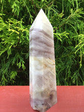 Load image into Gallery viewer, Fluorite Generator Crystal Quartz Large 1 lb. Tower ~ 6 1/2&quot; Tall ~  Lavender Purple &amp; White Swirling Inclusions ~ Free Standing Reiki
