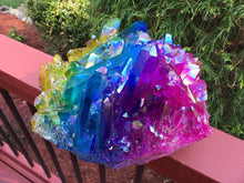 Load image into Gallery viewer, Aura Quartz Crystal Large 19 lb. 9 oz. Cluster ~ 11&quot; Long ~ Angel Rainbow Colors Yellow, Blue, Green ~ Magnificent Display ~ Fast Shipping