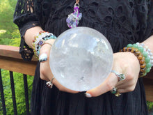 Load image into Gallery viewer, Clear Quartz Crystal Ball Large 3 Lb. 11 oz. Polished Sphere ~ 4&quot; Wide ~ Beautiful Display ~ Stunning Sparkling Silver &amp; Rainbow Inclusions