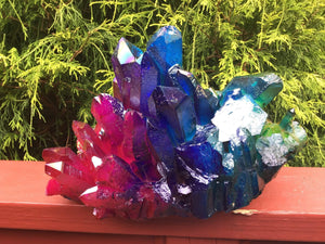Large 15 Lb. ~ Angel Aura Quartz Crystal Cluster ~ 10" Long ~ Massive ~ Rainbow Colors
