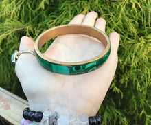 Load image into Gallery viewer, Malachite Bangle Bracelet ~ Hand Made In African ~ Beautifully Polished Stone &amp; Brass ~ Stunning Green Mineral Crystal ~ Vintage Jewelry