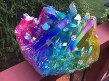 Load image into Gallery viewer, Aura Quartz Crystal Large 16 Lb. Cluster ~ 10&quot; Long ~ Massive ~ Angel Rainbow Colors ~ Red, Blue, Green ~ Magnificent Centerpiece Display