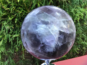Fluorite Crystal Ball Quartz Large 7 lb. 6 oz.   Colorful Purple Polished Sphere ~ 4" Wide ~ Big Beautiful Reiki, Altar Meditation Display