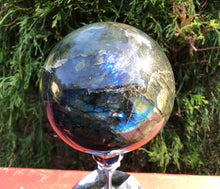 Load image into Gallery viewer, Labradorite Crystal Ball Golden Large 2 lb. 5 oz Sphere ~ 3&quot; Wide ~ Flashy Iridescent Blue, Gold Green ~ Beautiful Display ~ Fast Shipping