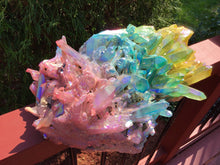 Load image into Gallery viewer, Angel Aura Quartz Crystal Large 27 lb. 15 oz. Cluster ~ 14&quot; Long ~ Big Display ~ Pink, Green, Yellow Rainbow Colors ~ Fast &amp; Free shipping
