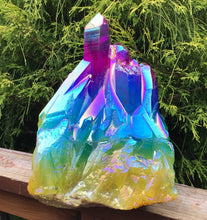 Load image into Gallery viewer, Angel Aura Quartz Crystal Large 23 Lb. Cluster ~ 12&quot; Tall ~ Rainbow Red, Blue, Green Colors ~ Massive Magnificent Display Centerpiece