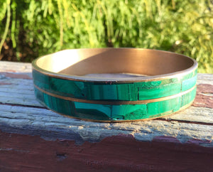 Vintage Malachite Bangle Bracelet ~ Hand Made In Africa ~ Beautiful Polished Stone  ~ Stunning ~ Gorgeous Green Mineral Crystal Jewelry