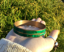 Load image into Gallery viewer, Vintage Malachite Bangle Bracelet ~ Hand Made In Africa ~ Beautiful Polished Stone  ~ Stunning ~ Gorgeous Green Mineral Crystal Jewelry