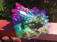 Load image into Gallery viewer, Aura Quartz Crystal Large 8 Lb. 14 oz. Cluster ~ 9&quot; Long ~ Electric Purple, Blue Green Colors ~ Long Sparkling Rainbow Iridescent Points