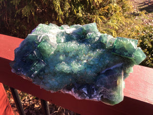 Fluorite Quartz Crystal Large 6 Lb. Cluster ~ 8" Long ~ Deep Green White Feldspar Ultra Sparkly ~ Big Amazing Altar Display ~ Museum Quality
